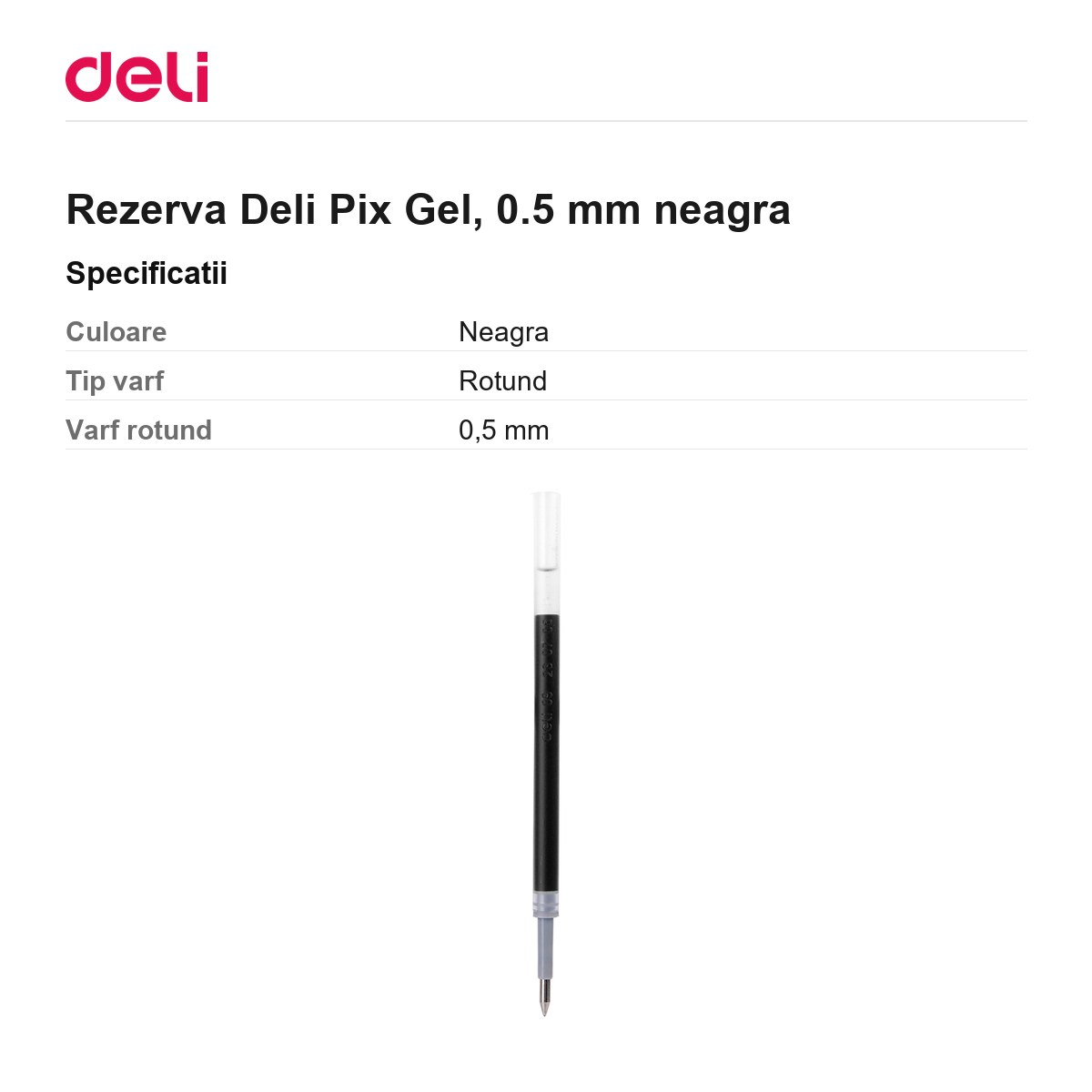 Rezerva Deli Pix Gel, 0.5 mm neagra [3]