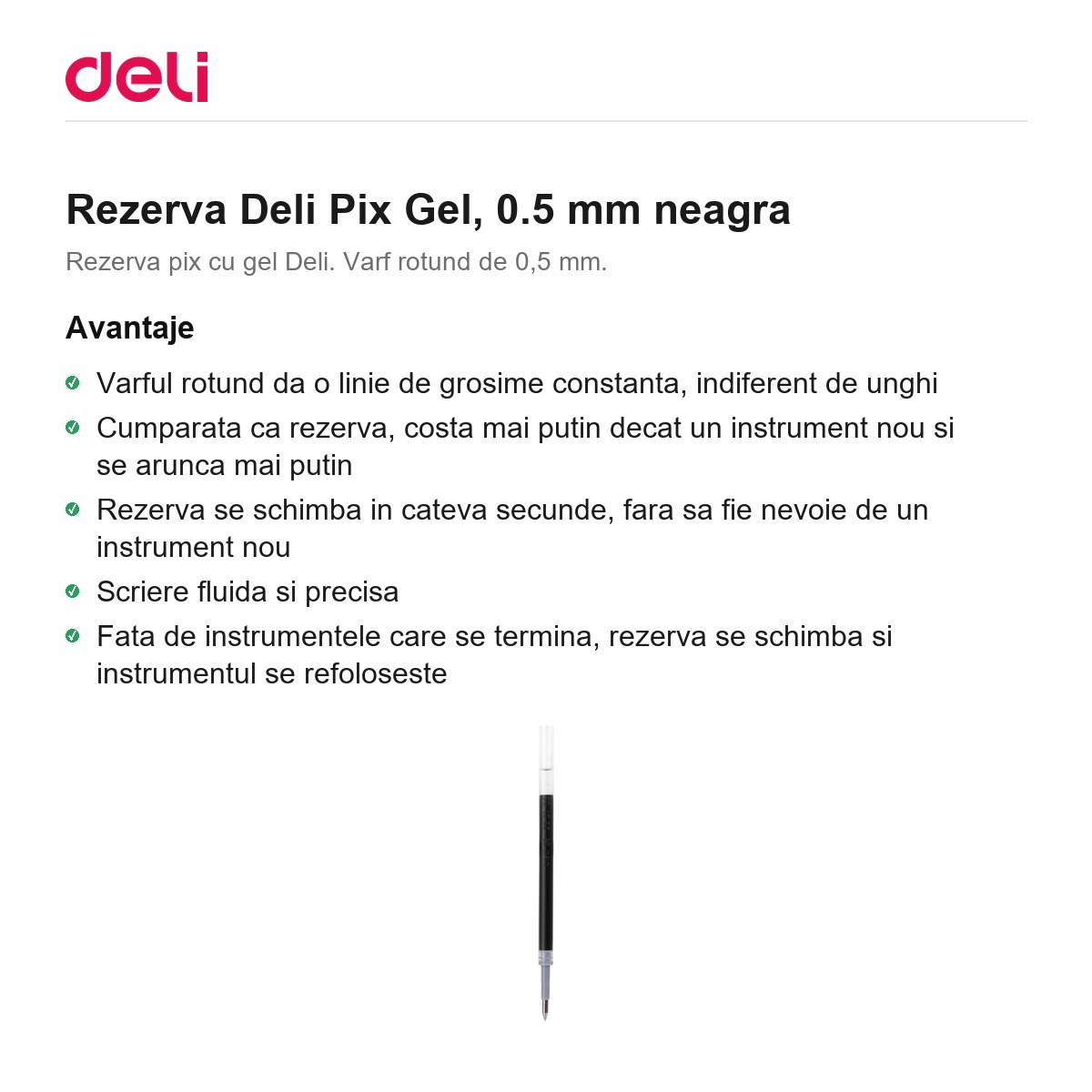 Rezerva Deli Pix Gel, 0.5 mm neagra [2]