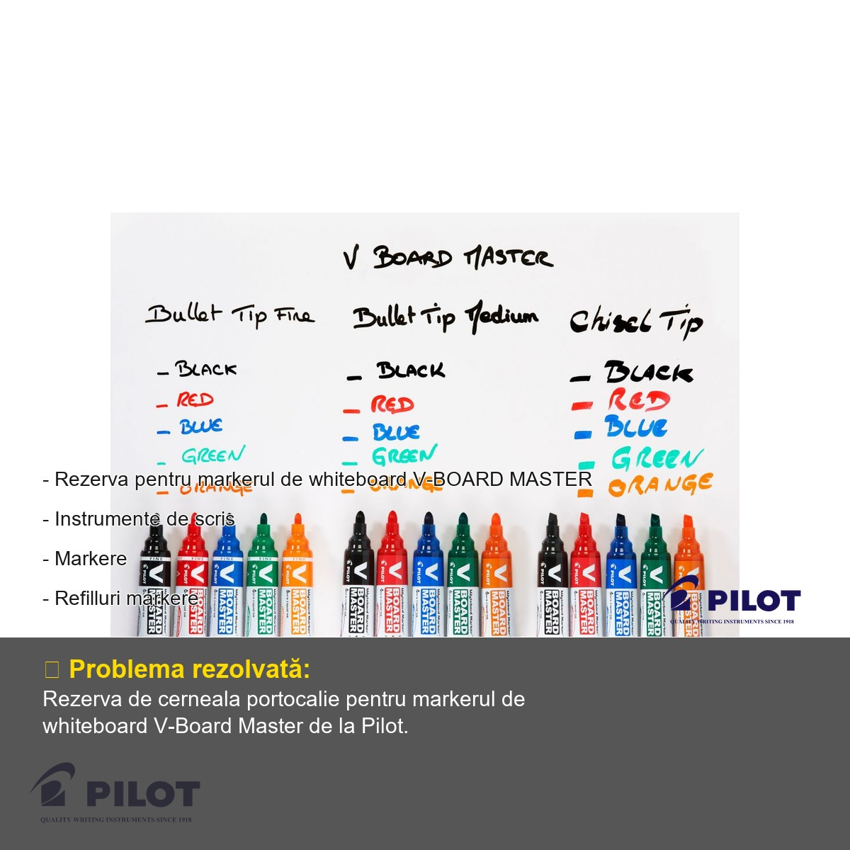 Rezerva marker whiteboard Pilot V-Board Master, culoare portocalie, pentru tabla alba [3]