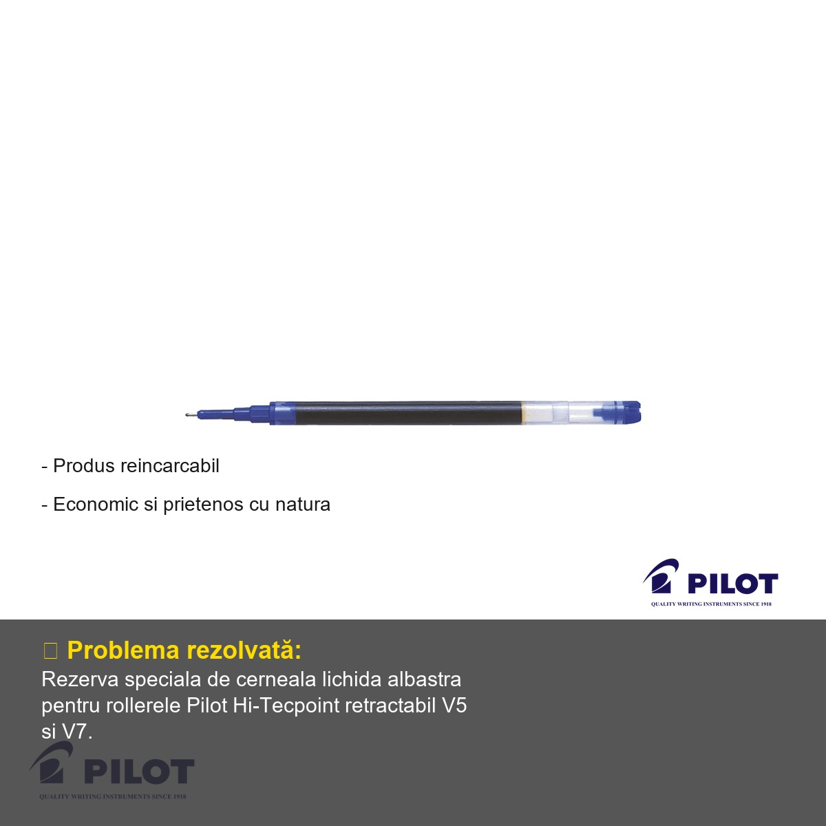 Rezerva roller Pilot Hi-Tecpoint retractabil V5/V7, cerneala lichida albastra, reincarcare economica [4]
