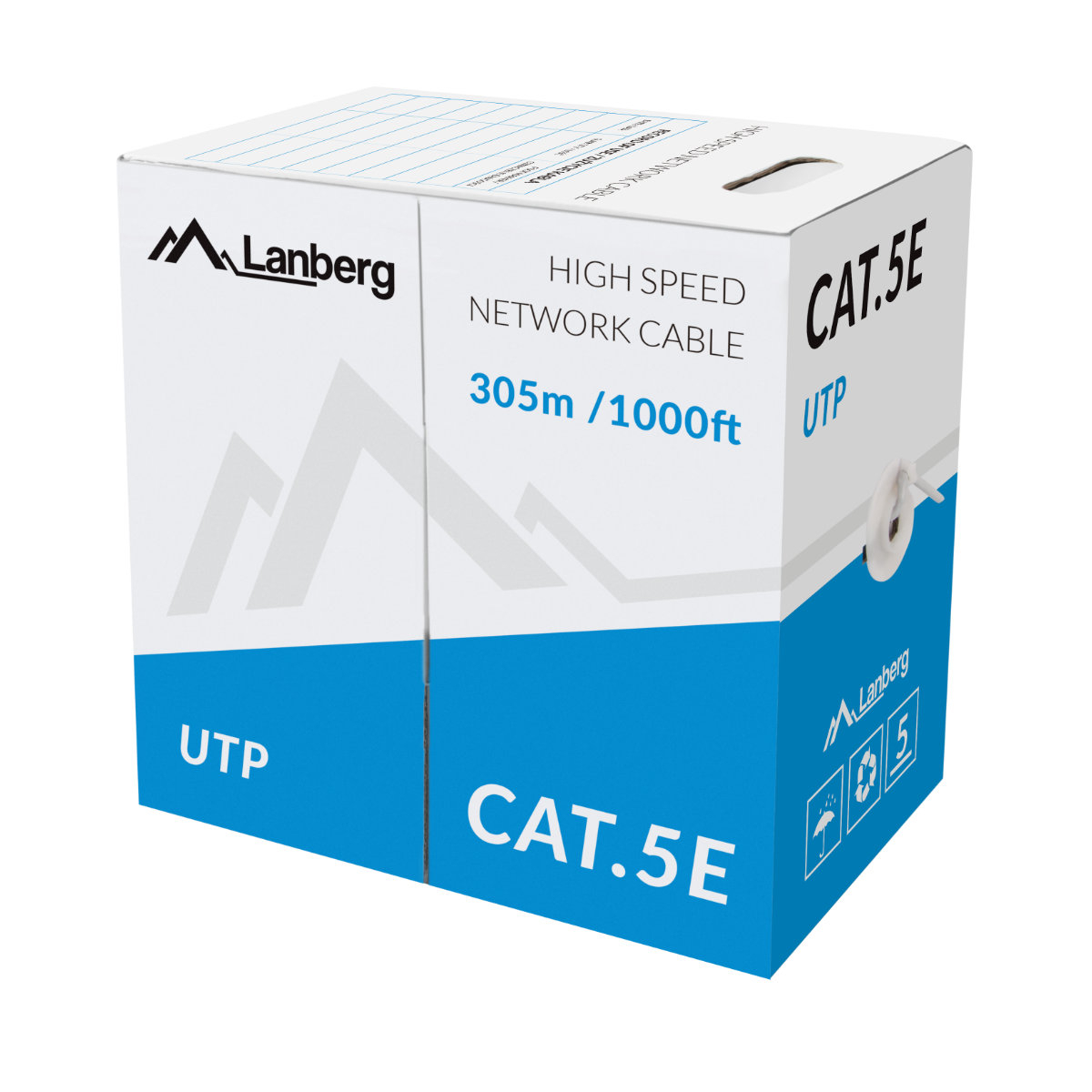 Rola cablu UTP, Lanberg 40630, cat.5e, lungime 305m, AWG 24, 100 MHz, de legatura retea, ethernet, gri [2]