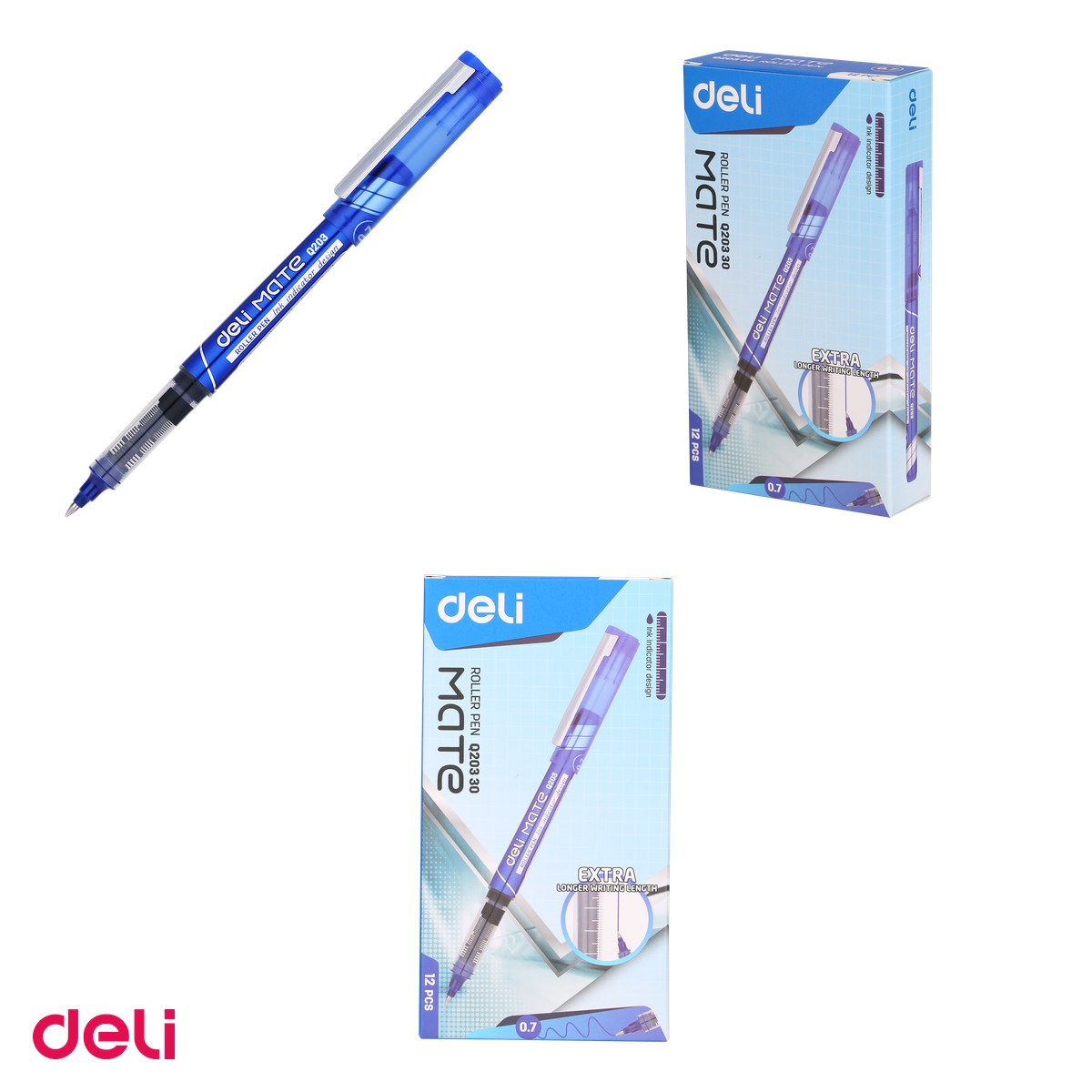 Roller Deli Free Ink, 0.7 mm albastru [4]