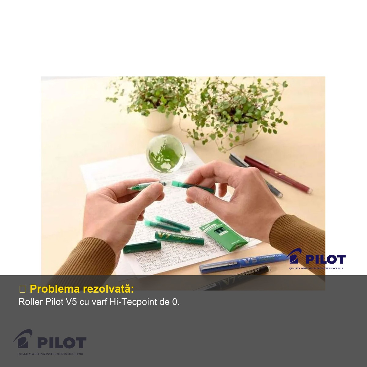 Roller Pilot Hi-Tecpoint V5, varf 0.5mm, cerneala lichida verde, pentru scriere precisa si confortabila [8]