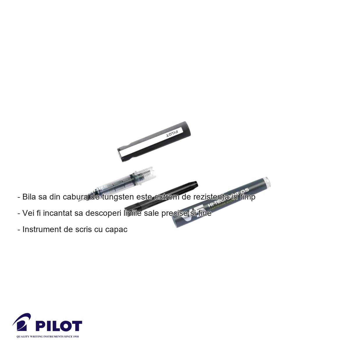 Roller Pilot V5 Hi-Tecpoint 0.5mm, cerneala lichida rosie, scriere fina si precisa [4]