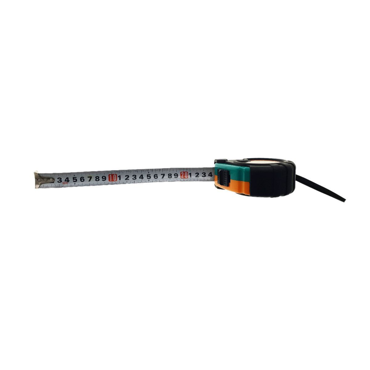 Ruleta metalica FS-11591, 10m x 25mm,cu buton blocare,clema prindere,neagra cu verde si portocaliu [4]