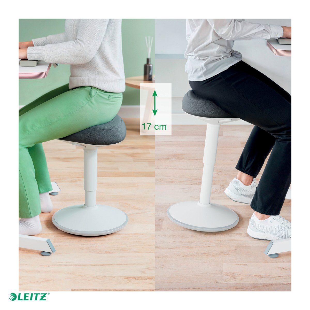 Scaun ergonomic Leitz pentru sezut activ, reglabil pneumatic 47-64 cm, gri pastel [5]