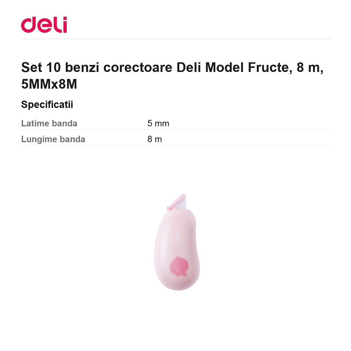 Set 10 benzi corectoare Deli Model Fructe, 8 m, 5MMx8M [3]
