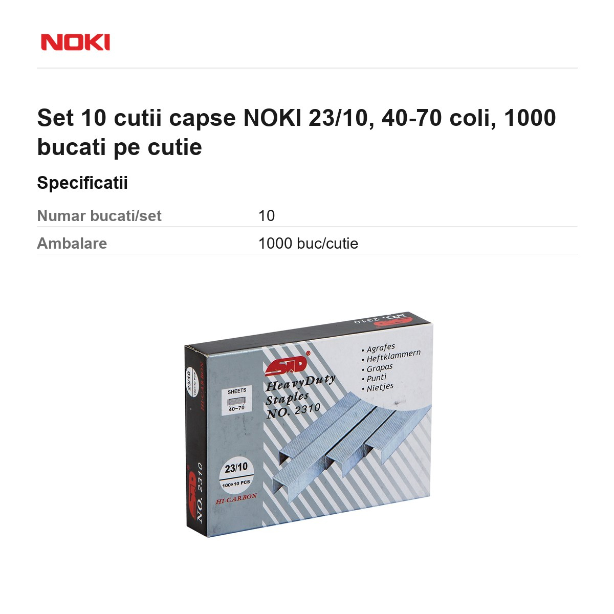 Set 10 cutii capse NOKI 23/10, 40-70 coli, 1000 bucati pe cutie [3]