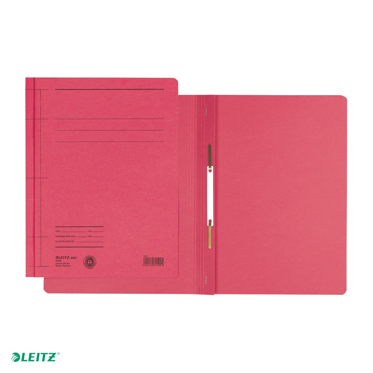 Set 10 dosare din carton cu sina, Leitz, capacitate 250 de coli de 80 g, pentru arhivare, rosu [4]