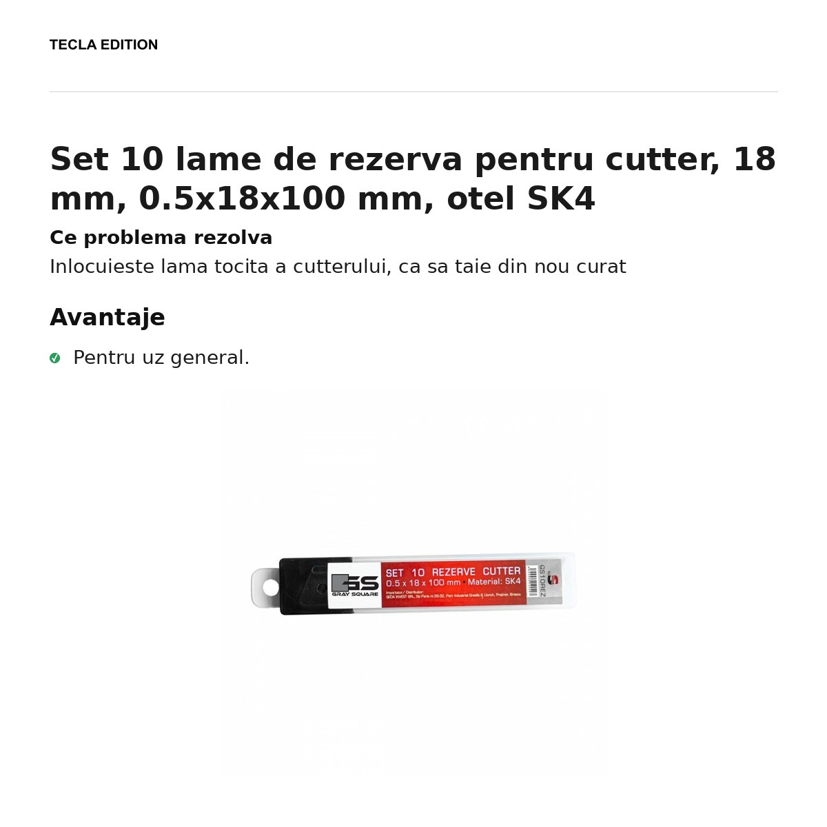 Set 10 lame de rezerva pentru cutter, 18 mm, 0.5x18x100 mm, otel SK4 [2]