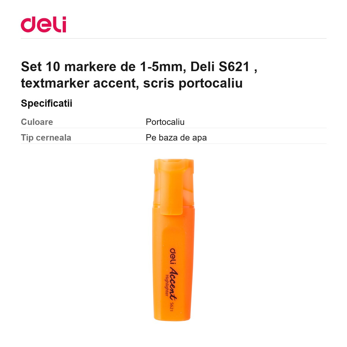 Set 10 markere de 1-5mm, Deli S621 , textmarker accent, scris portocaliu [3]
