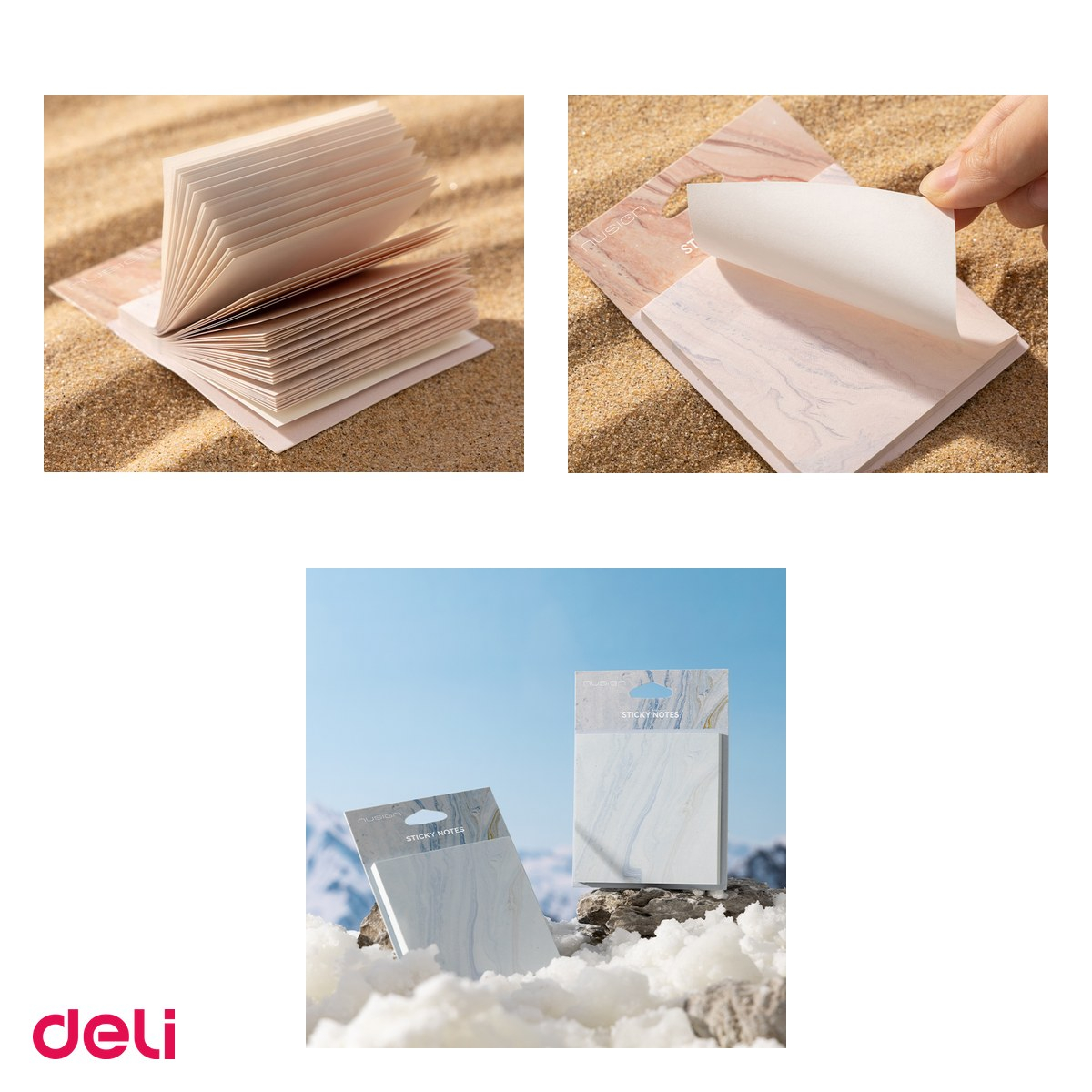 Set 10 notesuri Deli, adeziv 60f 80 g marmorat, 74x74 mm [4]