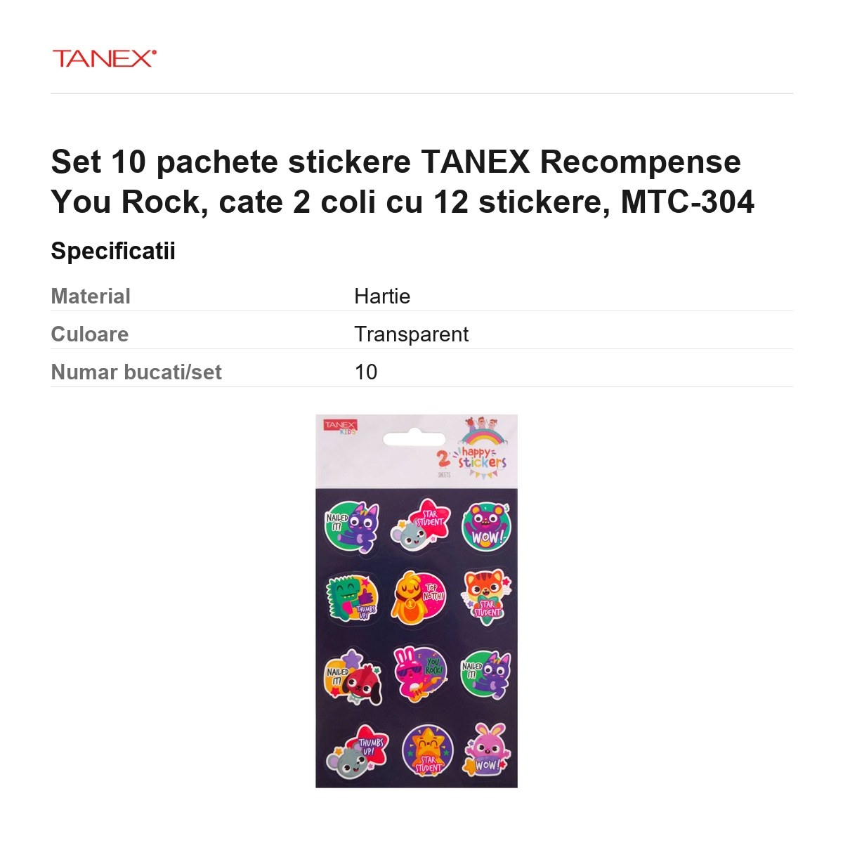 Set 10 pachete stickere TANEX Recompense You Rock, cate 2 coli cu 12 stickere, MTC-304 [3]