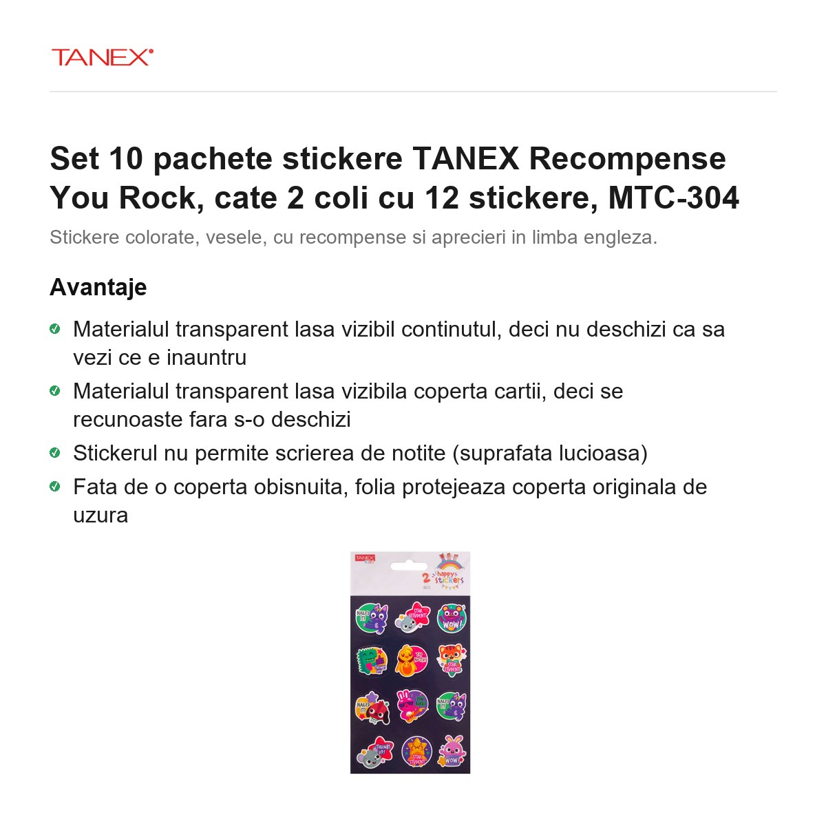 Set 10 pachete stickere TANEX Recompense You Rock, cate 2 coli cu 12 stickere, MTC-304 [2]