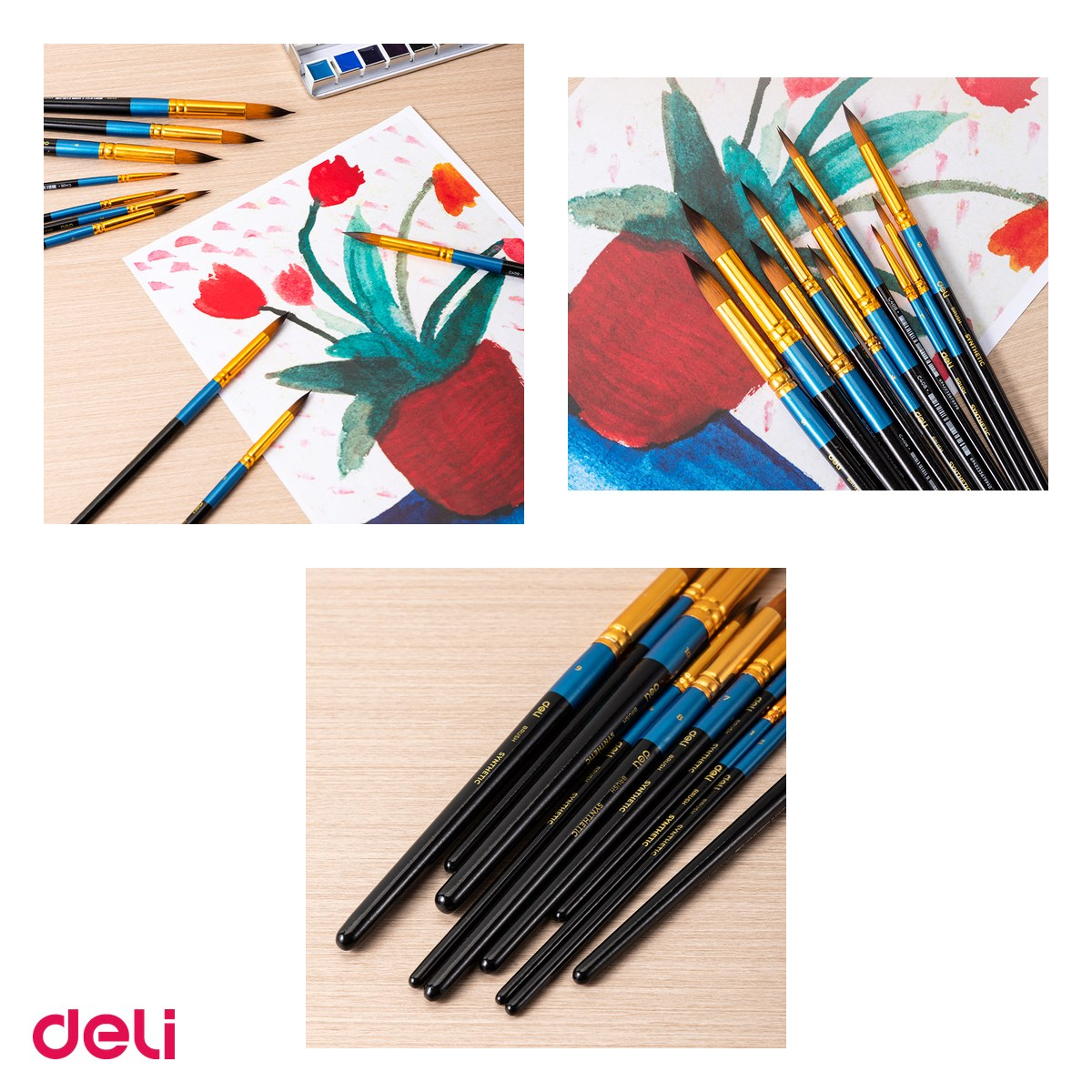 Set 10 pensule Deli, cu varf rotund, no 10 [4]