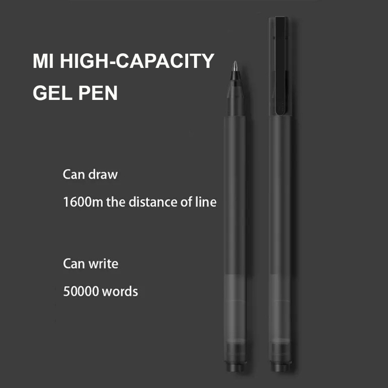Set 10 pix-uri cu gel negru, Xiaomi Mi High-capacity, varf 0.5mm, cu capac, in cutie [6]