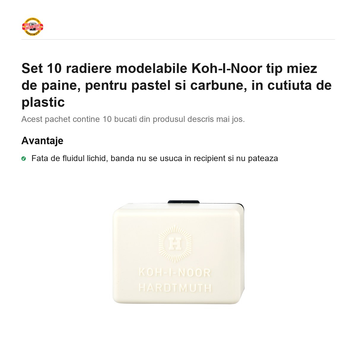 Set 10 radiere modelabile Koh-I-Noor tip miez de paine, pentru pastel si carbune, in cutiuta de plastic [2]