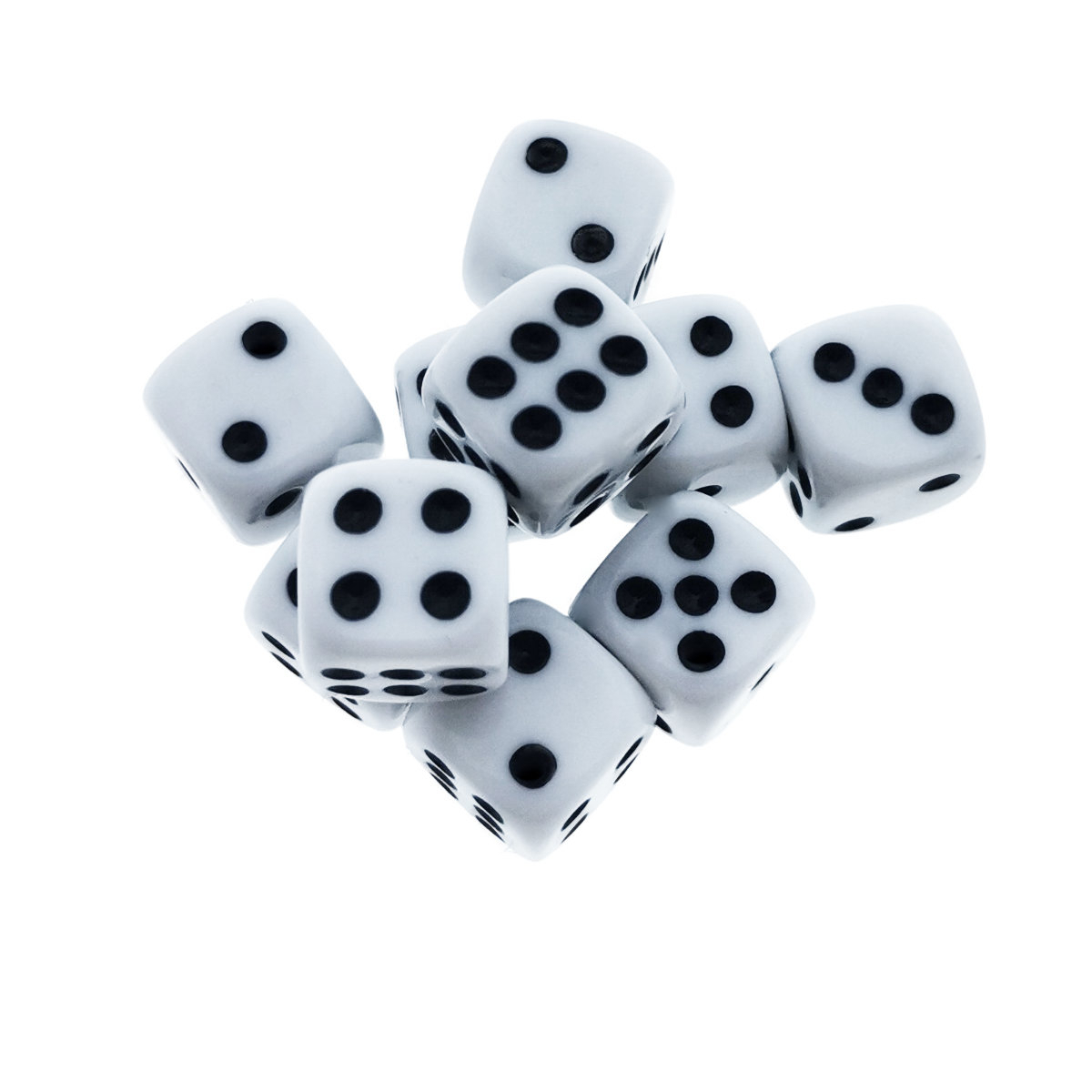 Set 10 zaruri albe cu puncte negre, DICE01-W, cu latura de 12 mm [6]