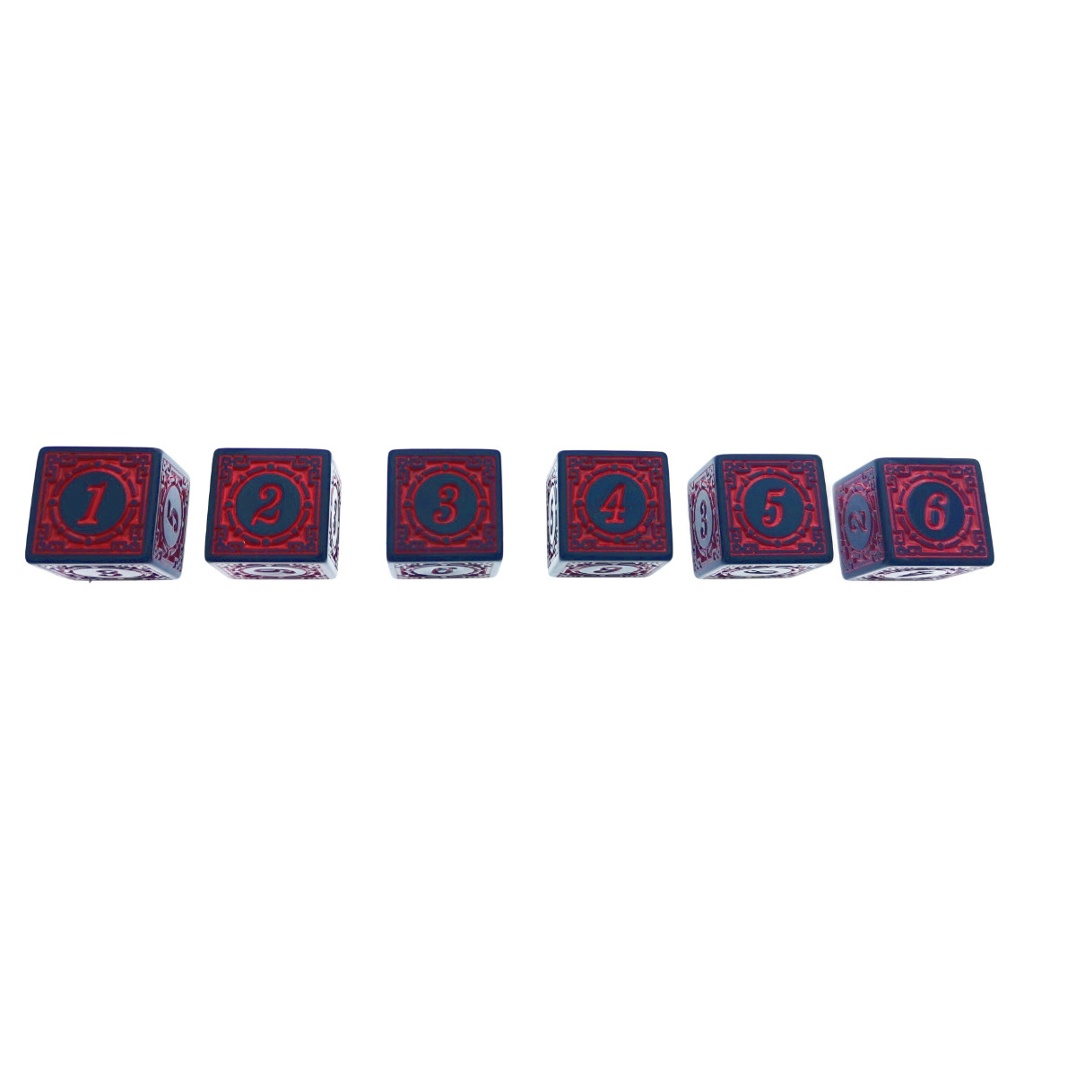 Set 10 zaruri cu cifre arabe si design, DICE02-R, latura 15 mm, negru cu rosu [2]