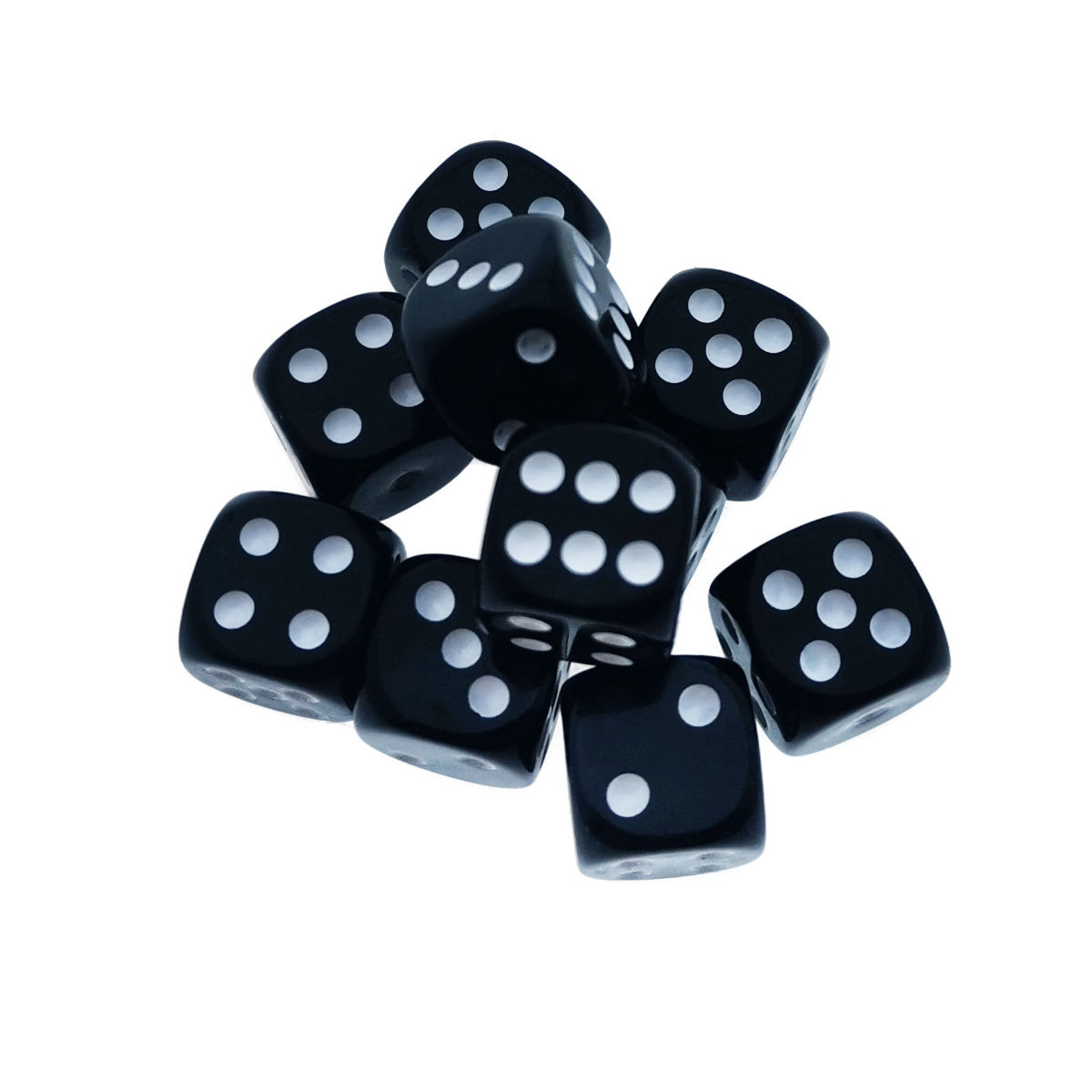 Set 10 zaruri negre cu puncte albe, DICE01-BK, cu latura de 12 mm [6]