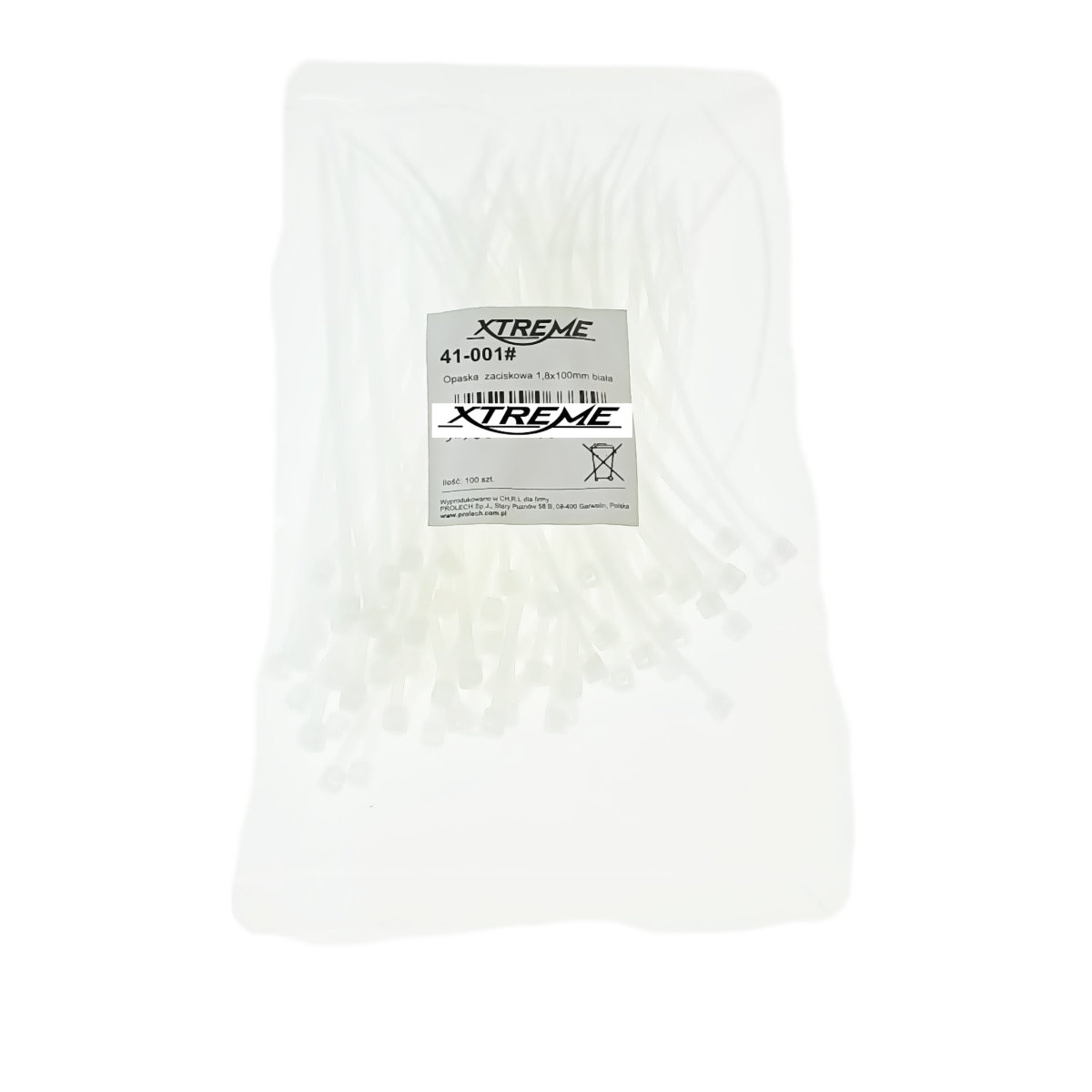 Set 100 bride zimtate din nailon, 1.8 x 100mm, cu autoblocare, tip colier, Xtreme 06669, pentru fixare si legare, albe [3]