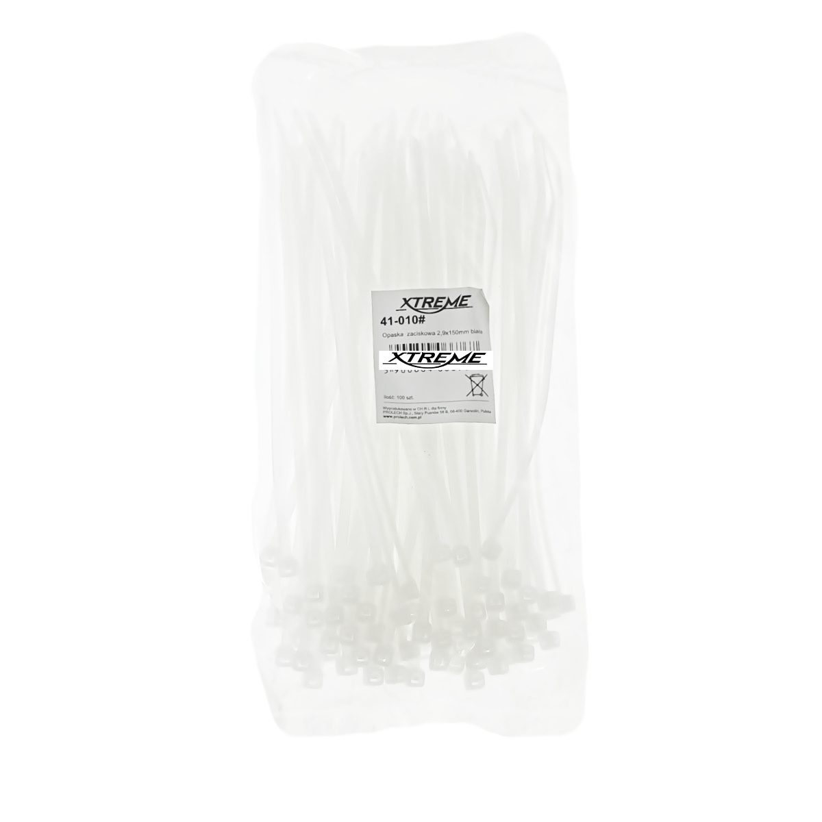 Set 100 bride zimtate din nailon, 2.9 x 150mm, cu autoblocare, tip colier, Xtreme 06676, pentru fixare si legare, albe [3]