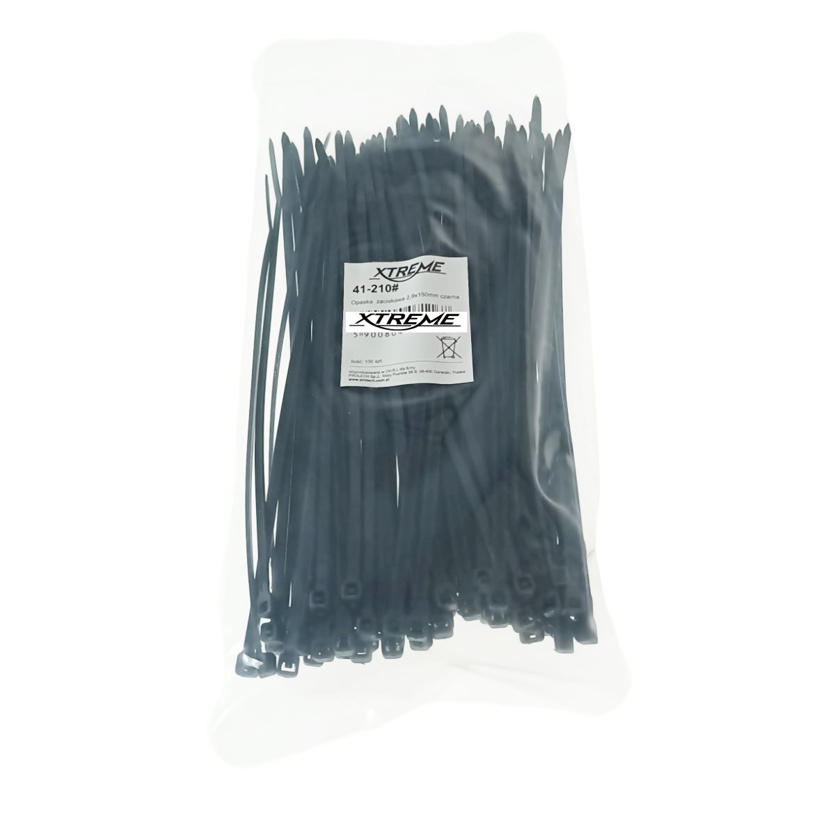 Set 100 bride zimtate din nailon, 2.9 x 150mm, cu autoblocare, tip colier, Xtreme 07116, pentru fixare si legare, negre [1]