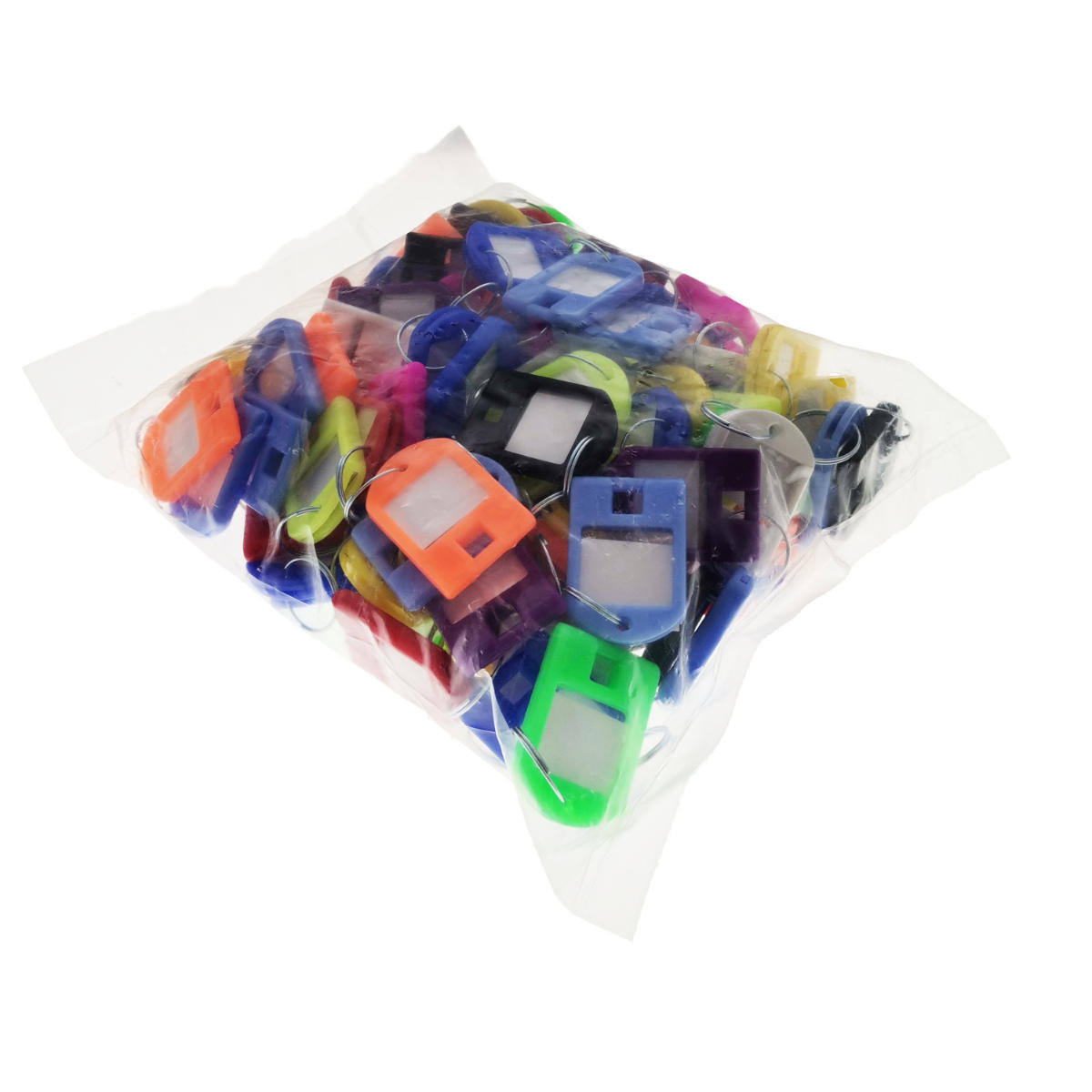 Set 100 bucati breloc 40x28 mm , cu eticheta de identificare si inel de prindere, Key Ring Tag, din plastic, multicolor [2]