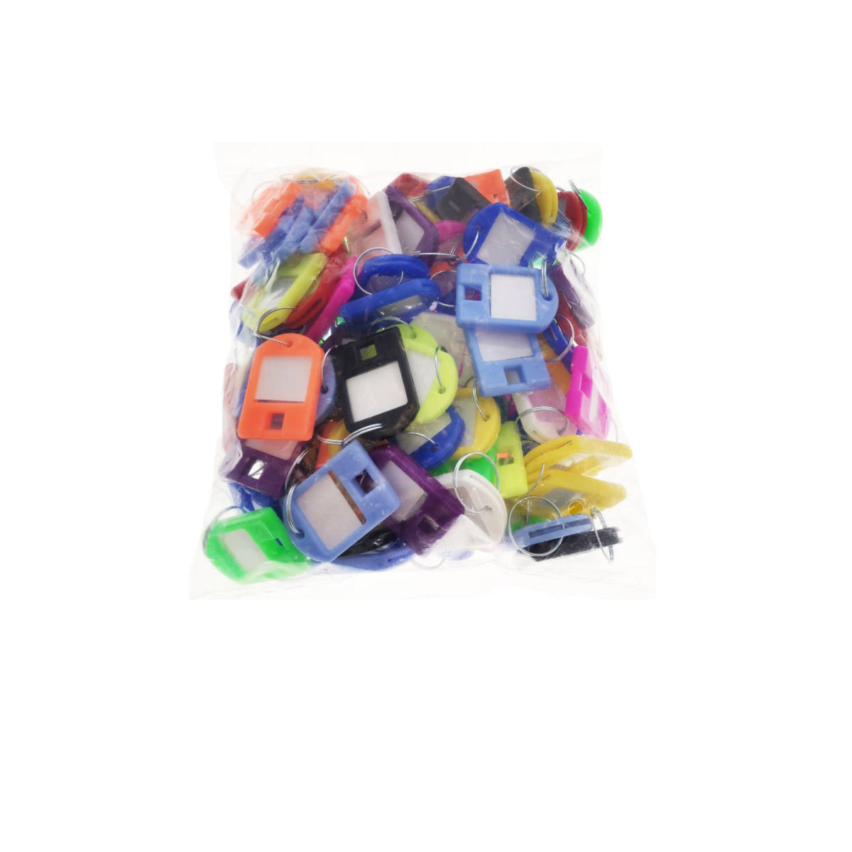 Set 100 bucati breloc 40x28 mm , cu eticheta de identificare si inel de prindere, Key Ring Tag, din plastic, multicolor [6]