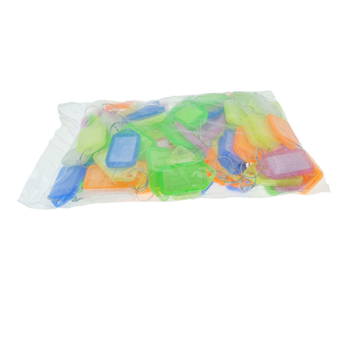 Set 100 bucati breloc 55 x 30 mm, cu eticheta identificare si inel de prindere, Key Ring Tag, din plastic, multicolor [4]
