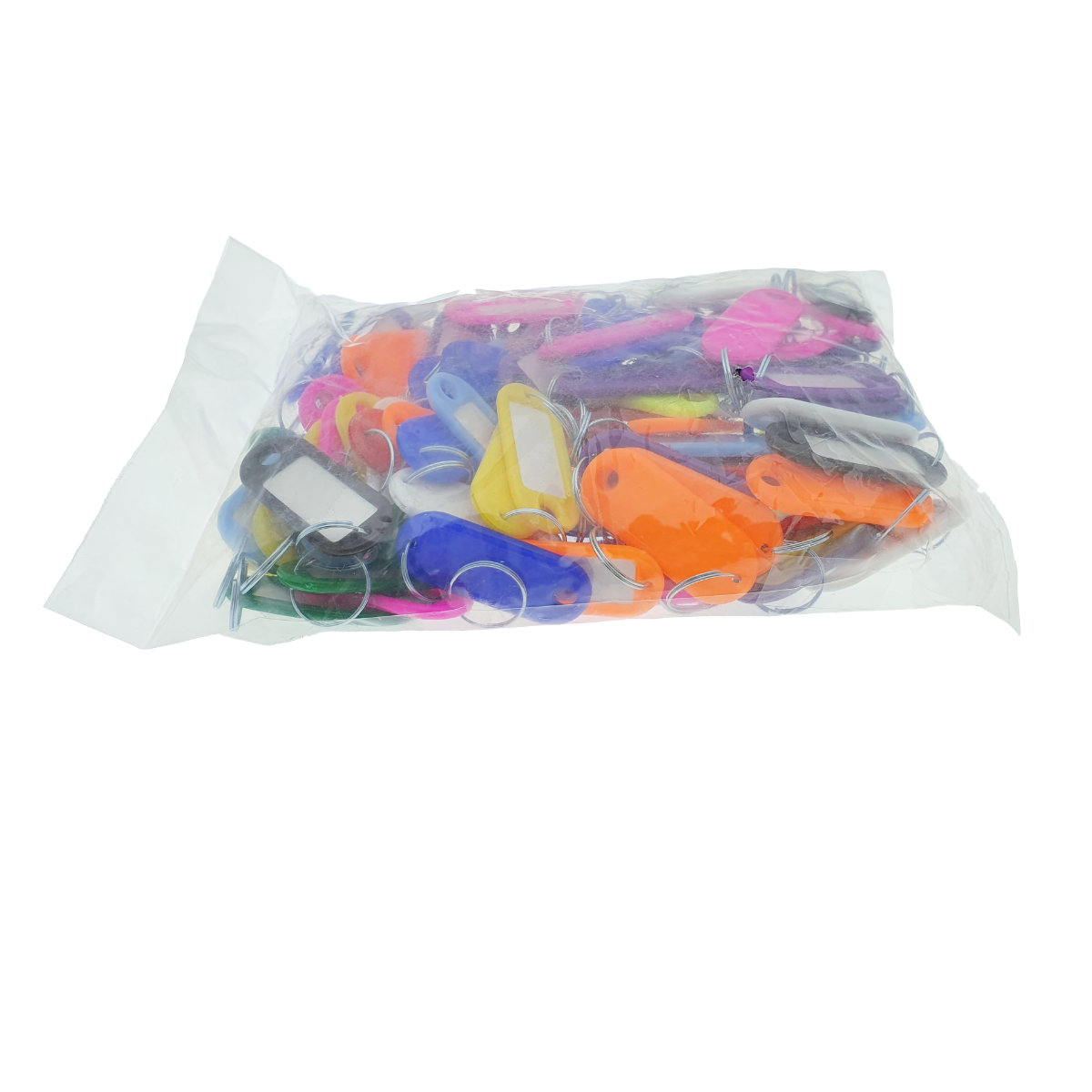 Set 100 bucati breloc cu eticheta identificare si inel de prindere, Key Ring Tag, 52 x 22 mm, din plastic, multicolor [5]