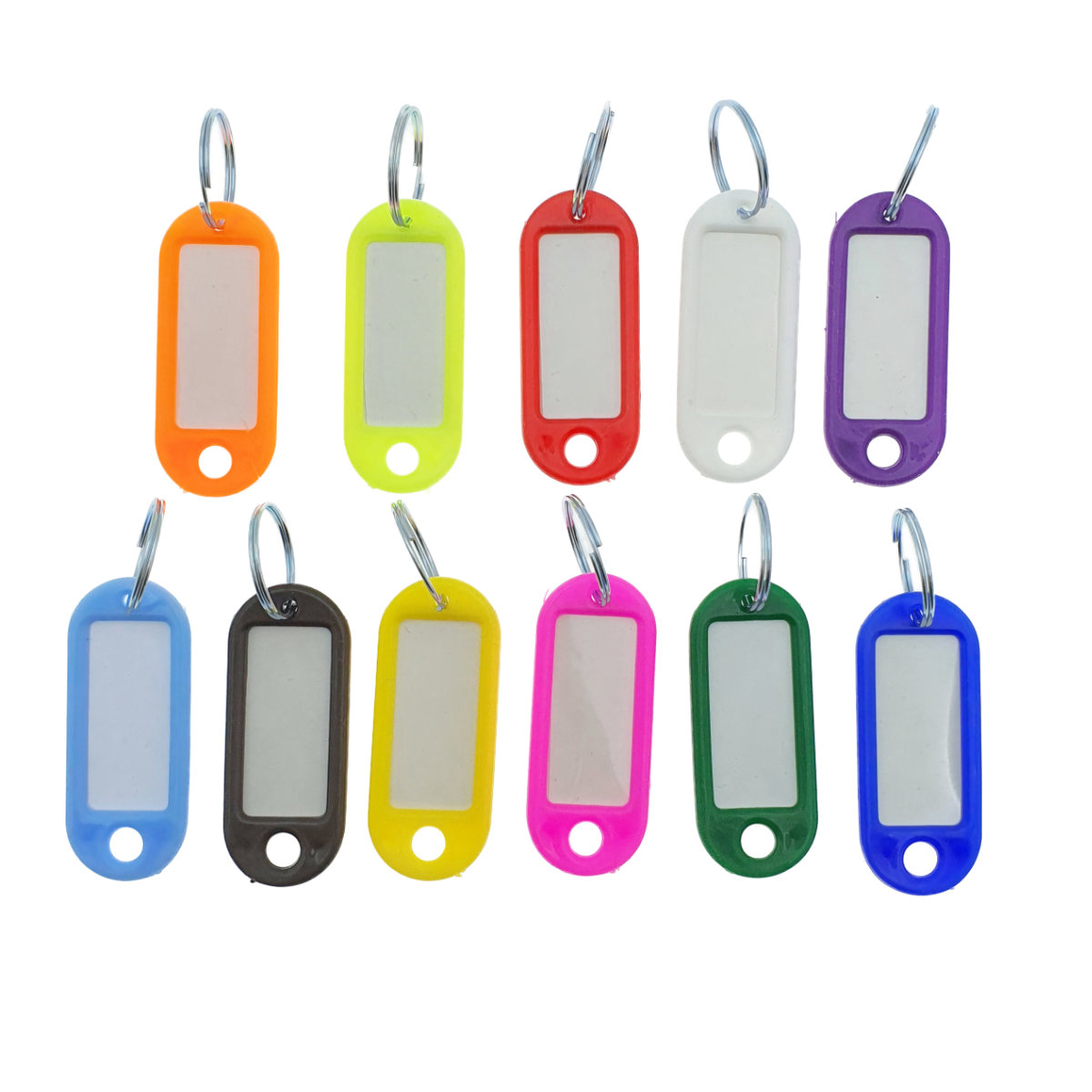 Set 100 bucati breloc cu eticheta identificare si inel de prindere, Key Ring Tag, 52 x 22 mm, din plastic, multicolor [11]