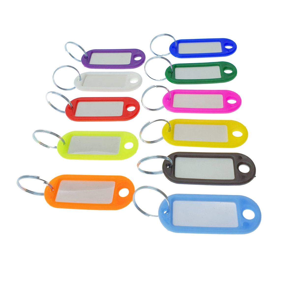 Set 100 bucati breloc cu eticheta identificare si inel de prindere, Key Ring Tag, 52 x 22 mm, din plastic, multicolor [3]