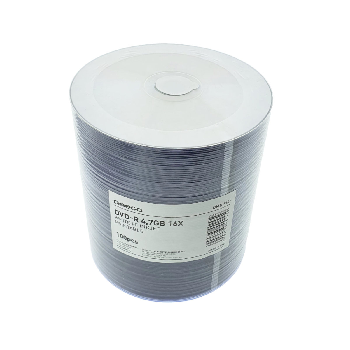 Set 100 bucati DVD-R Omega Printabile 44245, capacitate 4.7 GB / 120 min, 16X, ambalare folie [1]