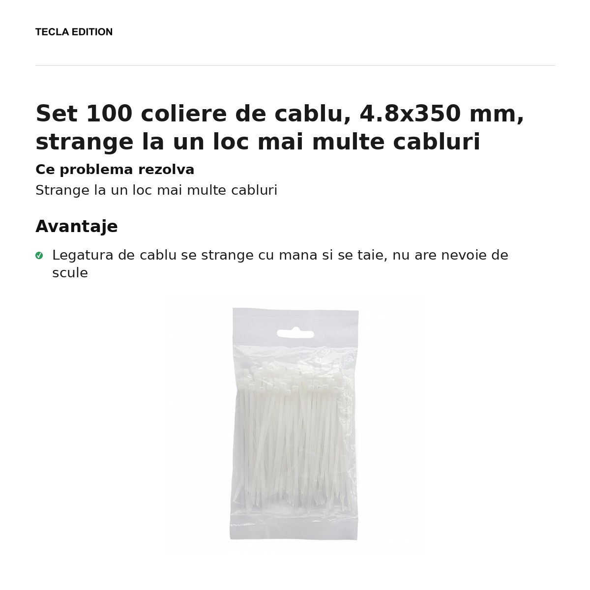 Set 100 coliere de cablu, 4.8x350 mm, strange la un loc mai multe cabluri [2]