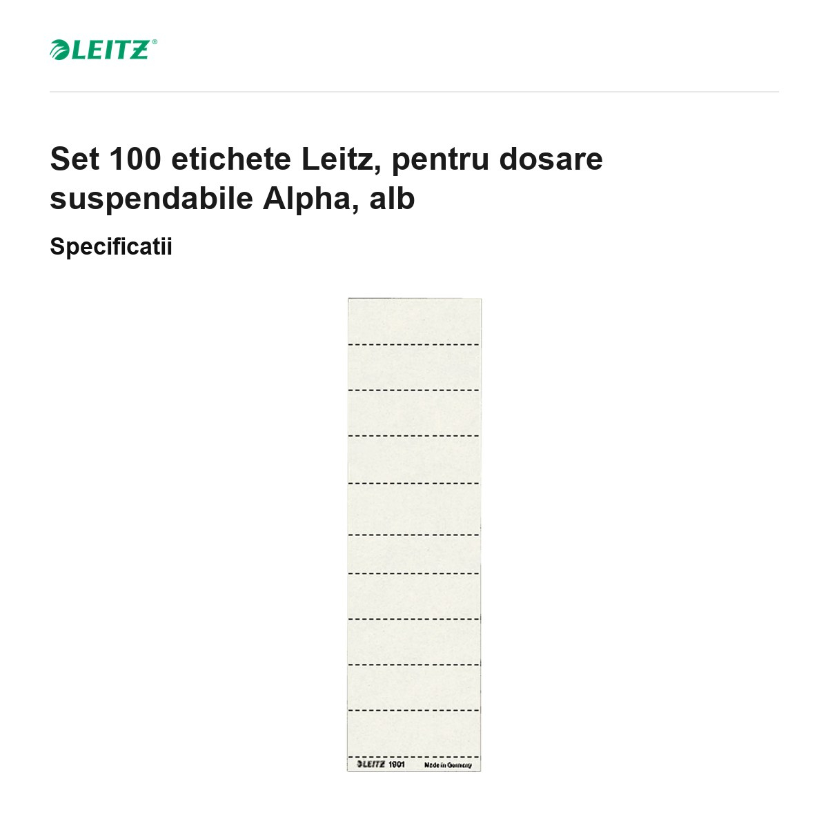 Set 100 etichete Leitz, pentru dosare suspendabile Alpha, alb [3]