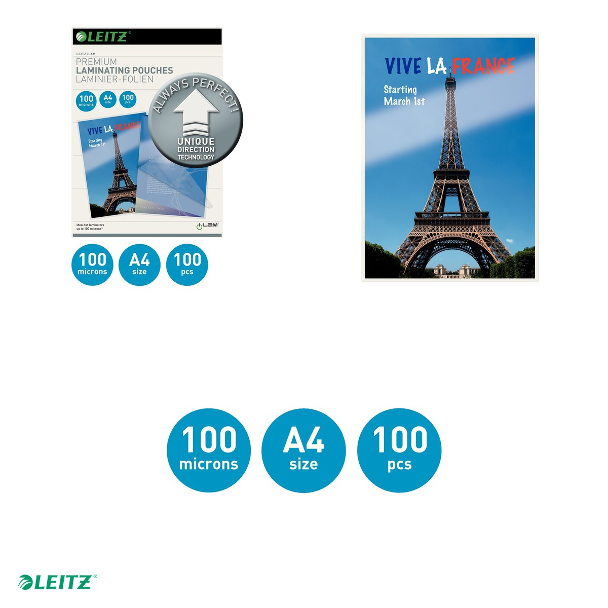 Set 100 folii laminare Leitz UDT, la cald, A4, 100 microni, incolor [5]
