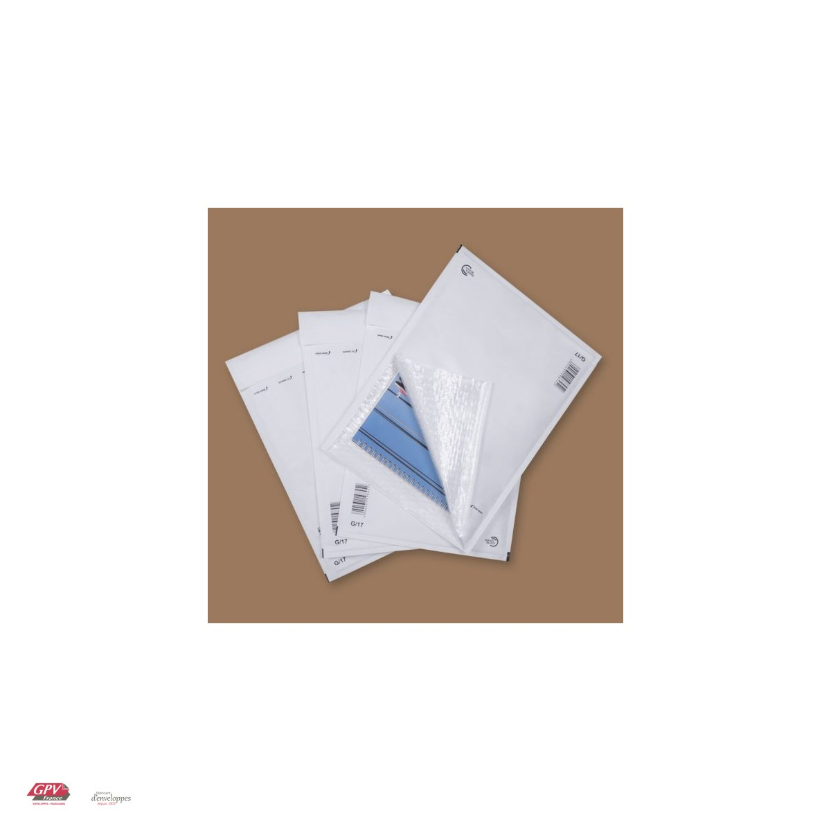 Set 100 plicuri cu bule de aer GPV G17, exterior 250x350 mm, interior 230x340 mm, hartie kraft alba 80 g/mp, in cutie [4]