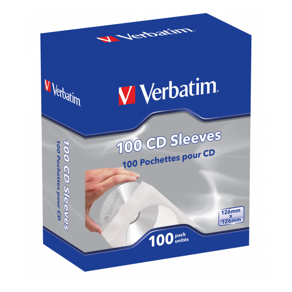 Set 100 Plicuri pentru CD cu fereastra, Verbatim 49976, din hartie, albe [5]