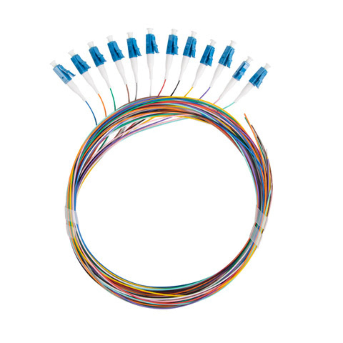 Set 12 adaptoare retea fibra optica coada/Pigtail cu conector LC/UPC, Lanberg 43347, 2m lungime, Semi Tight SM G657A1, multicolor [2]