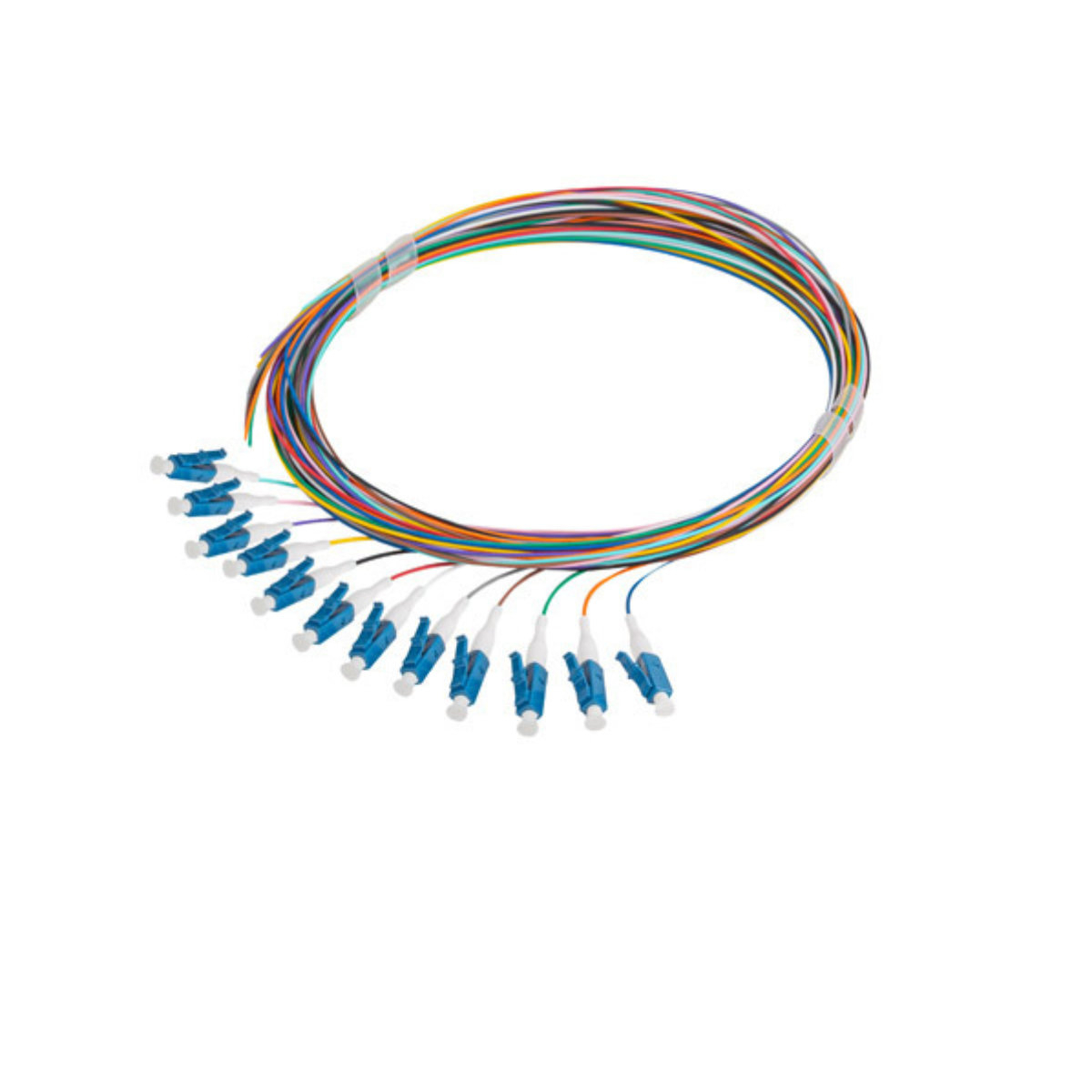Set 12 adaptoare retea fibra optica coada/Pigtail cu conector LC/UPC, Lanberg 43347, 2m lungime, Semi Tight SM G657A1, multicolor [1]