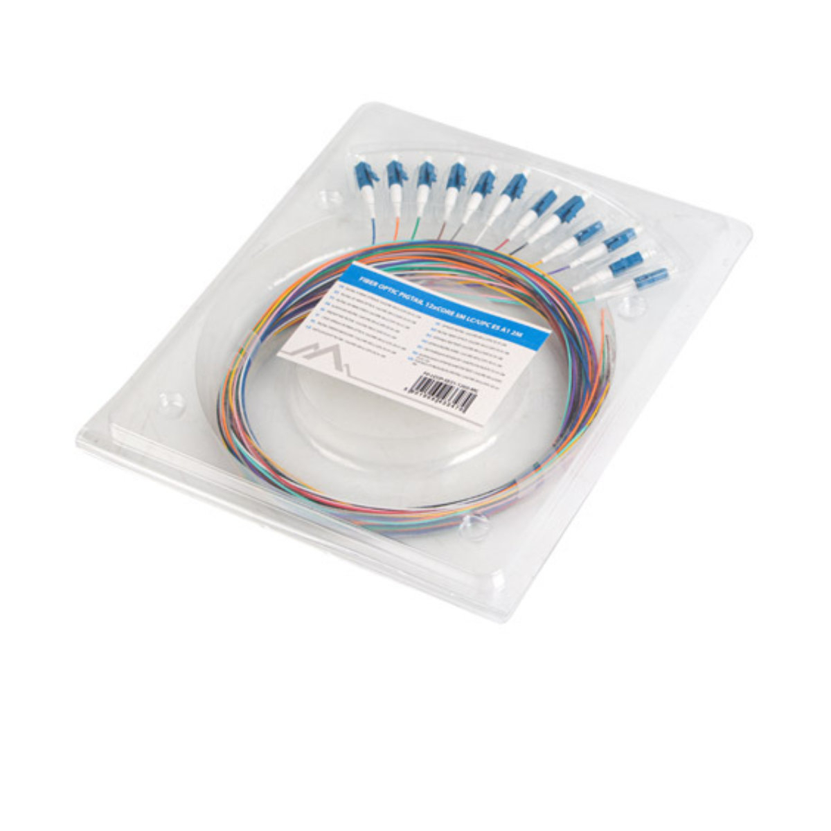 Set 12 adaptoare retea fibra optica coada/Pigtail cu conector LC/UPC, Lanberg 43347, 2m lungime, Semi Tight SM G657A1, multicolor [3]