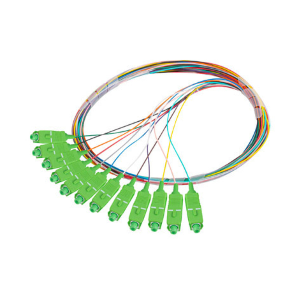 Set 12 adaptoare retea fibra optica coada/Pigtail cu conector SC/APC, Lanberg 43344, 2m lungime, Semi Tight SM G657A1, multicolor [2]