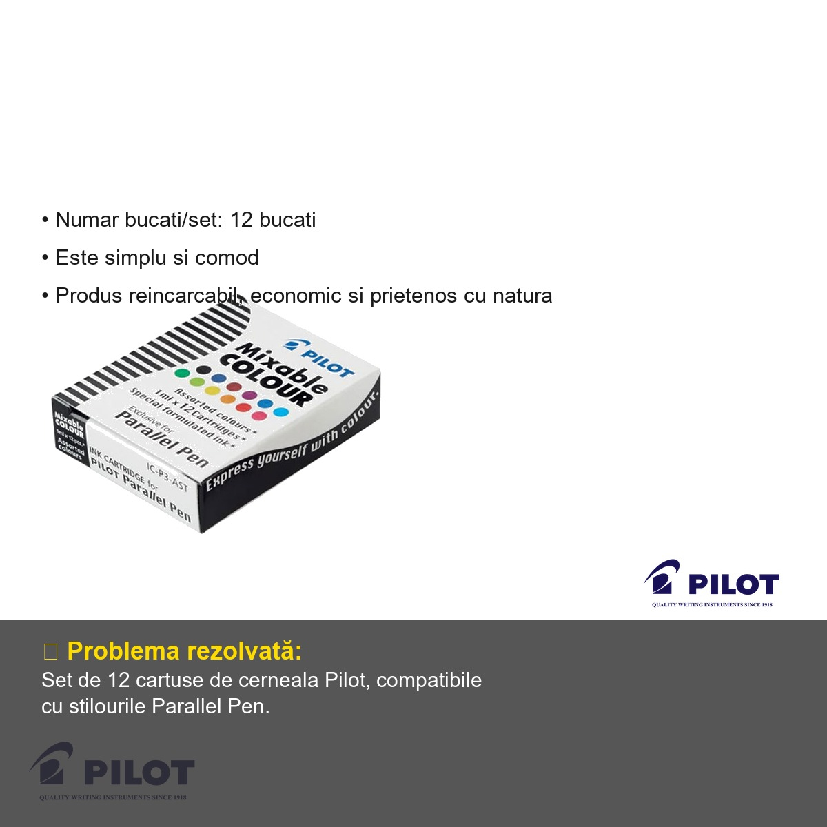 Set 12 cartuse cerneala Pilot Parallel Pen, reincarcare simpla pentru stilouri caligrafica [5]