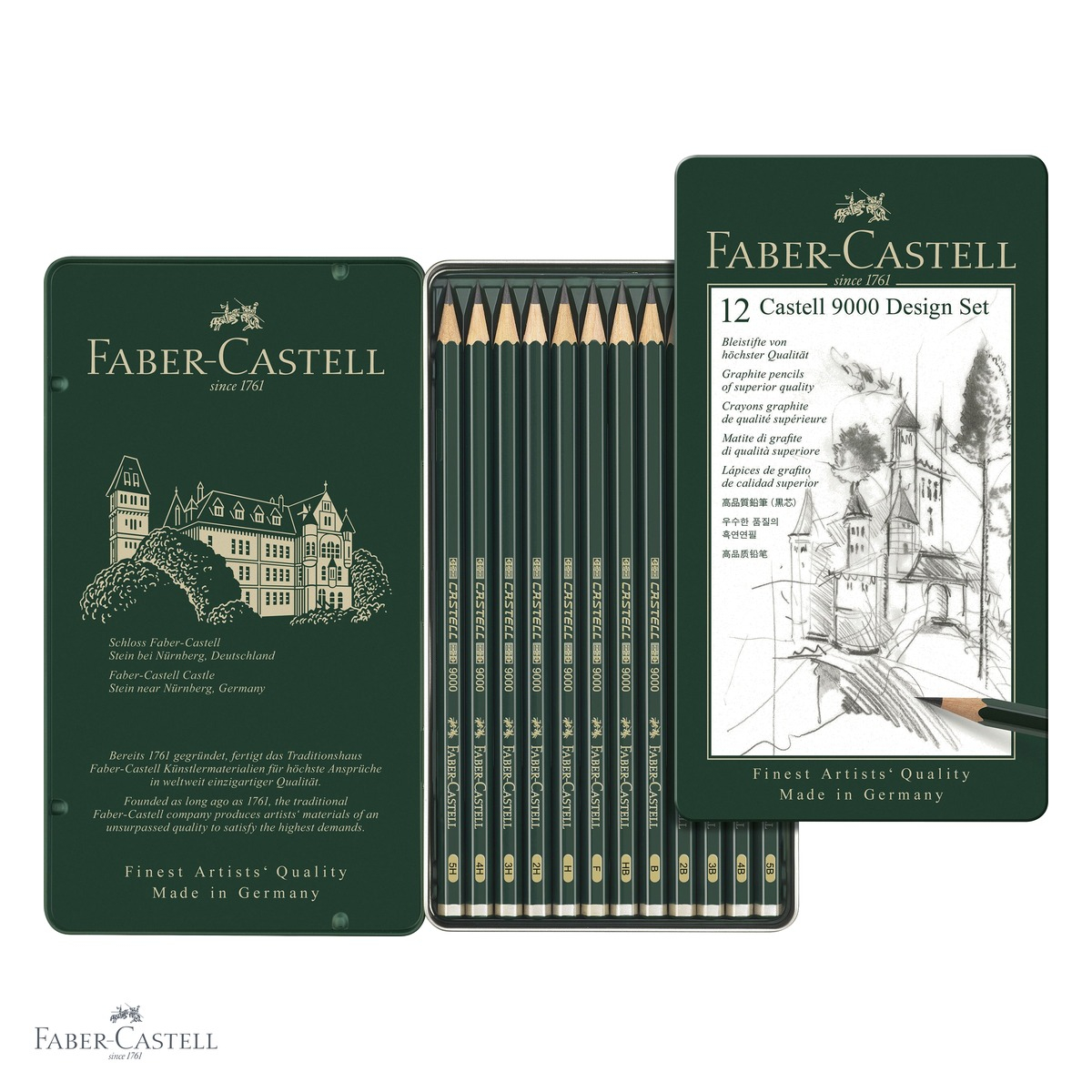 Set 12 creioane grafit Faber-Castell Castell 9000, duritate mixta, pentru desen si scriere profesionala [8]