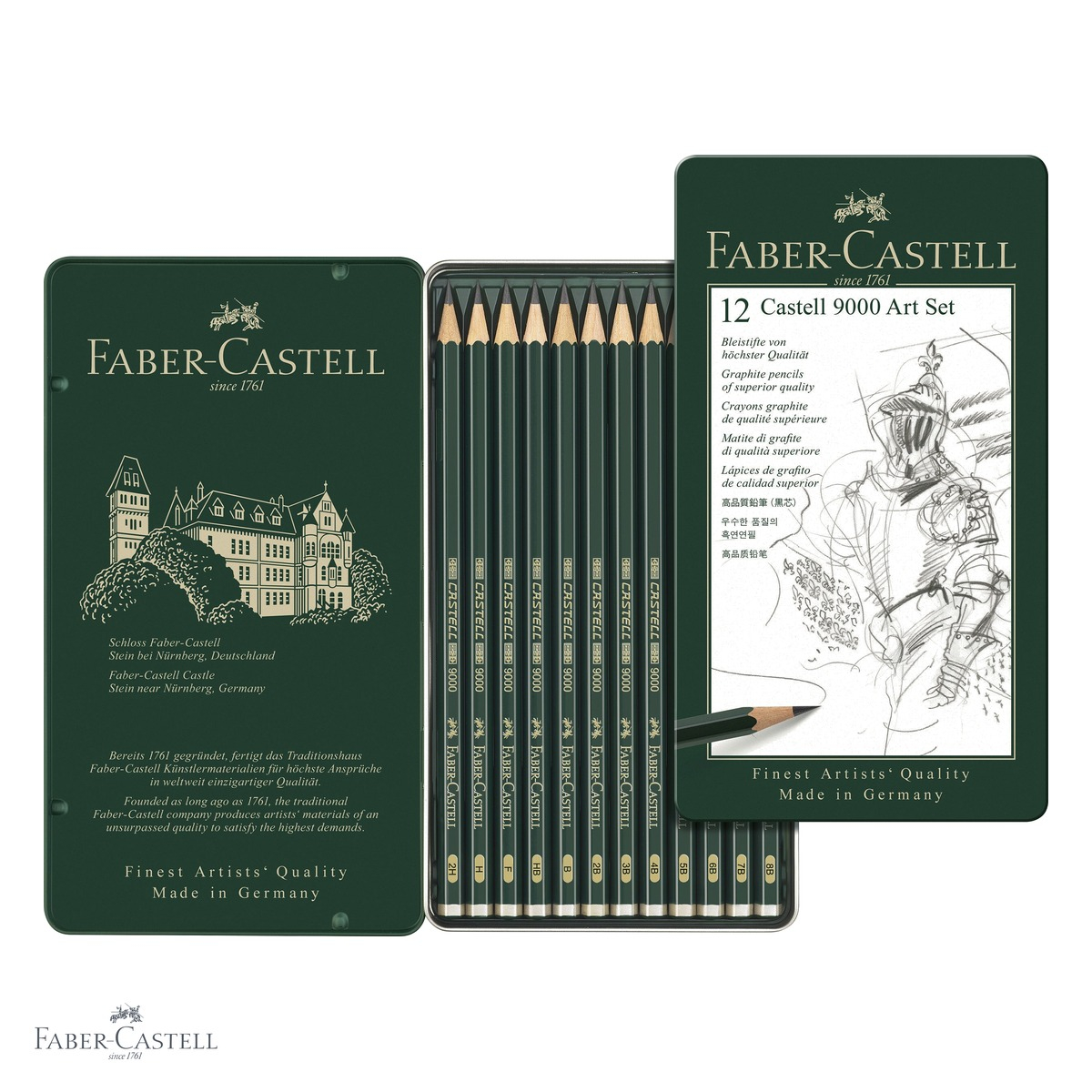 Set 12 creioane grafit Faber-Castell Castell 9000, durite asortate, pentru desen si schite profesionale [7]