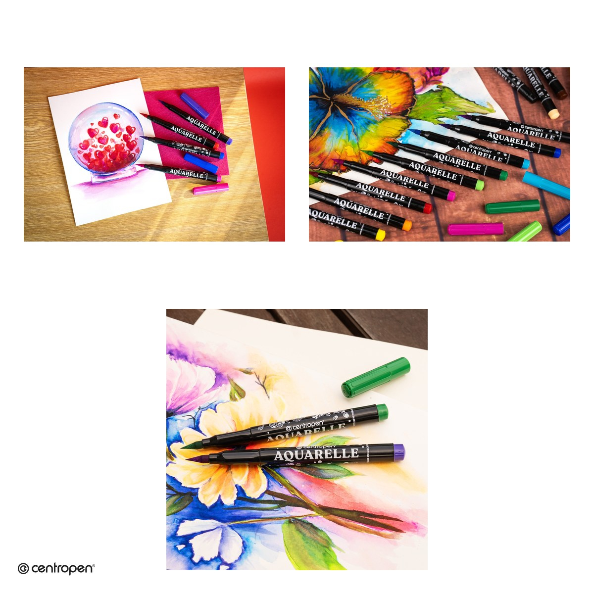 Set 12 markere acuarela Centropen 8683 Aquarelle, varf pensula 1-9 mm, 12 culori [4]
