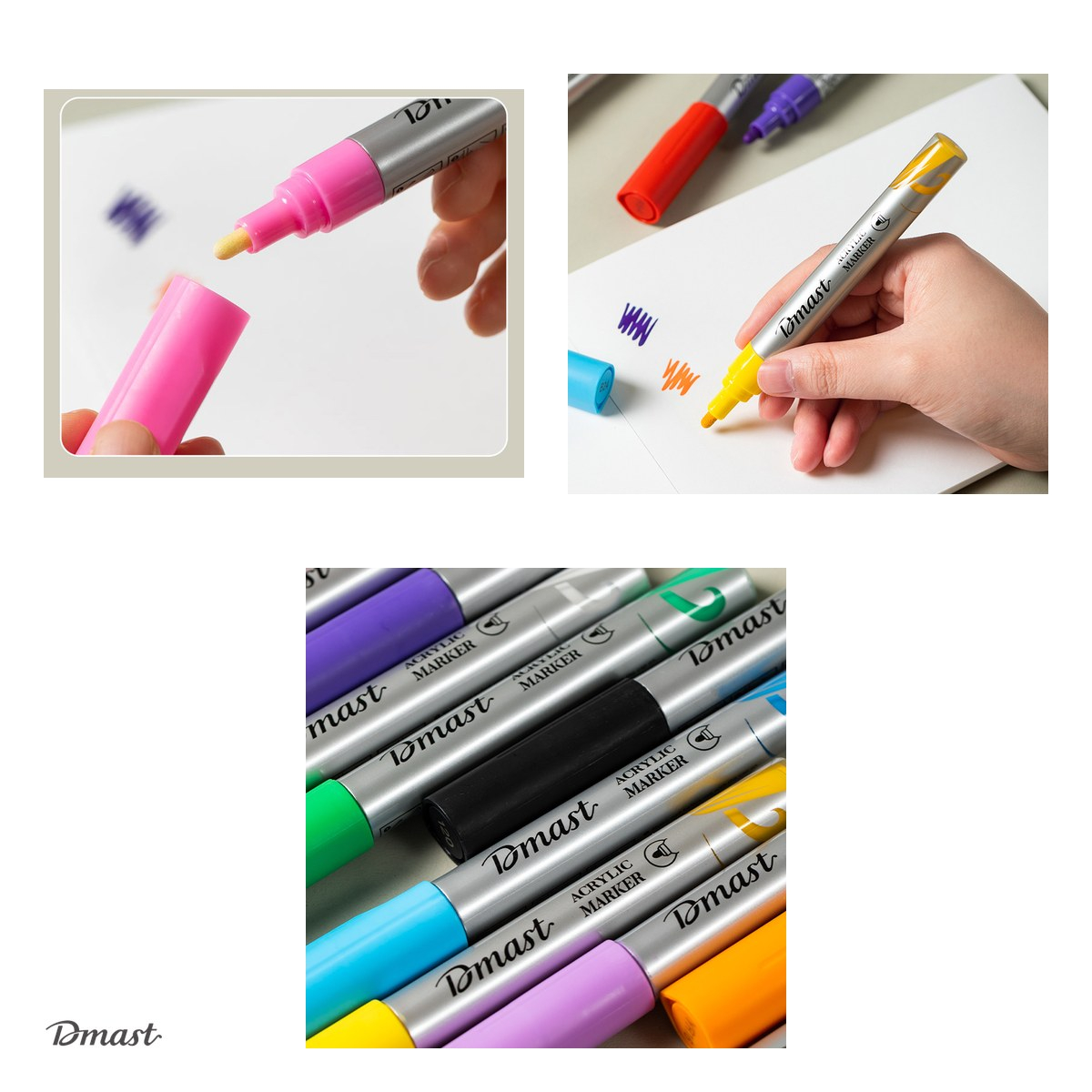 Set 12 markere cu varf rotund de 2 mm, Dmast by Pebeo, acrilice culori clasice, scris asortate [4]
