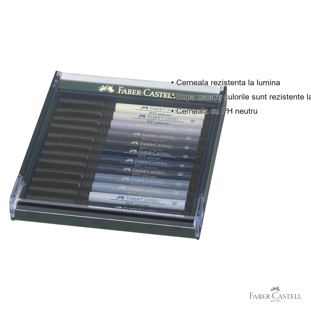 Set 12 markere Faber-Castell Pitt Artist Pen Brush, nuante de gri, pentru schite si ilustratie [3]