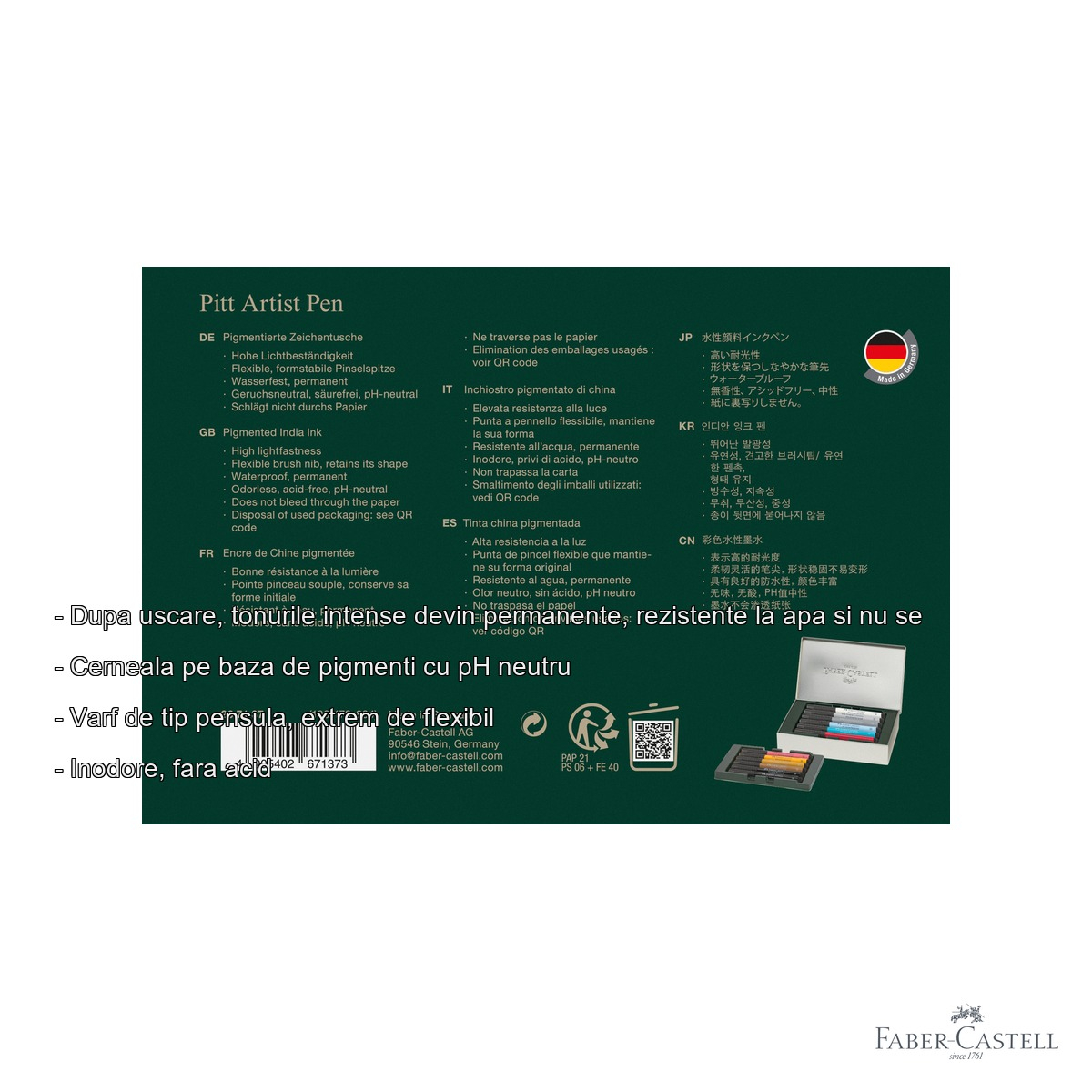 Set 12 markere Faber-Castell Pitt Artist Pen Cities London, varf pensula flexibil, cerneala rezistenta la apa [2]